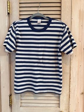 Hanna Andersson Navy & White Striped Short Sleeve PJ Pajama Tee Adult Unisex Sm